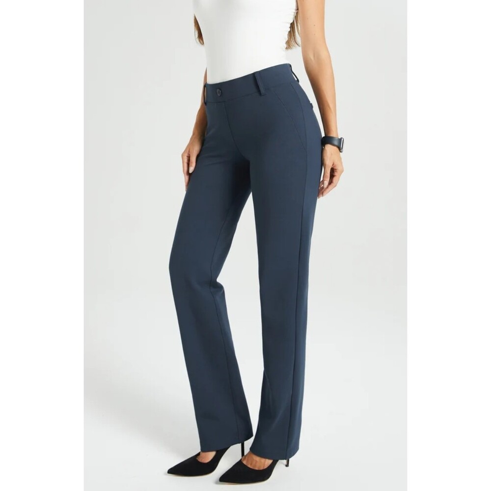 New Betabrand Navy Straight Leg Classic DPYP Dress Pant Yoga Pants Large